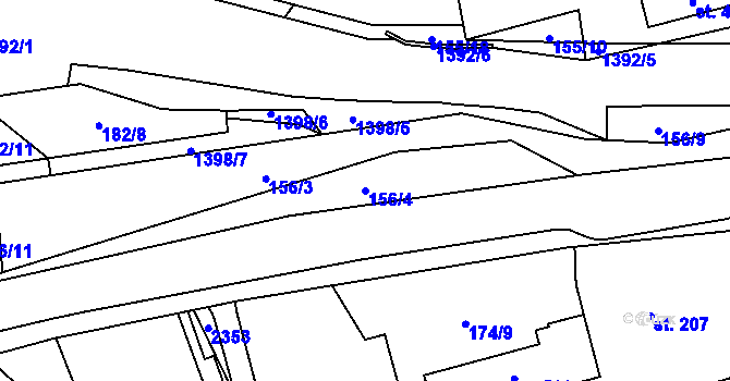 Parcela st. 156/4 v KÚ Kvasiny, Katastrální mapa