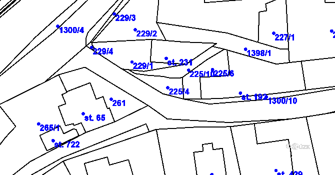 Parcela st. 225/4 v KÚ Kvasiny, Katastrální mapa