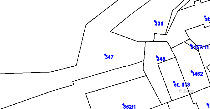 Parcela st. 347 v KÚ Kvasiny, Katastrální mapa