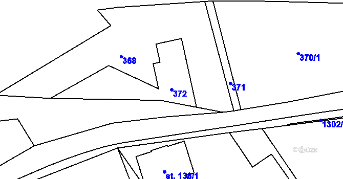 Parcela st. 372 v KÚ Kvasiny, Katastrální mapa