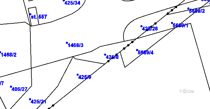 Parcela st. 425/8 v KÚ Kvasiny, Katastrální mapa
