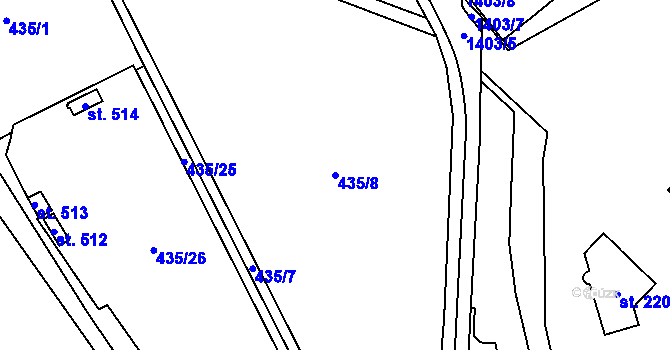 Parcela st. 435/8 v KÚ Kvasiny, Katastrální mapa