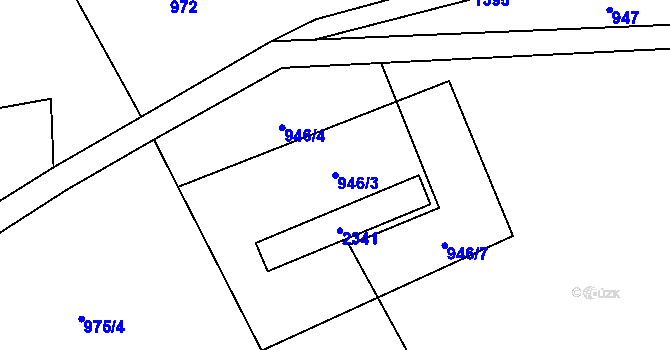 Parcela st. 946/3 v KÚ Kvasiny, Katastrální mapa