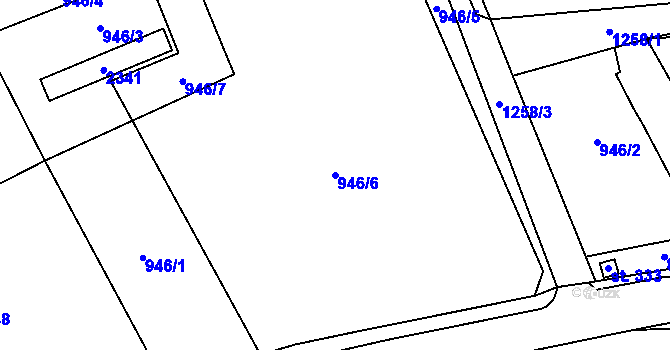 Parcela st. 946/6 v KÚ Kvasiny, Katastrální mapa