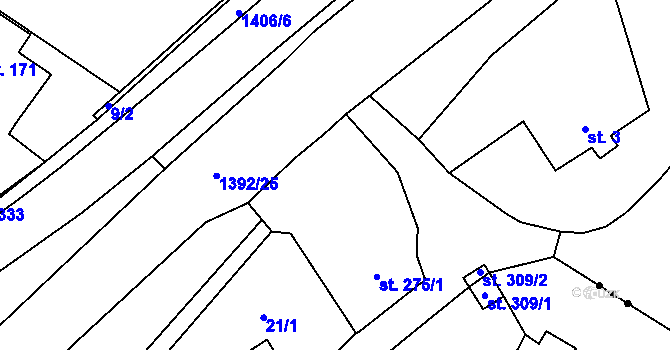 Parcela st. 1384/9 v KÚ Kvasiny, Katastrální mapa