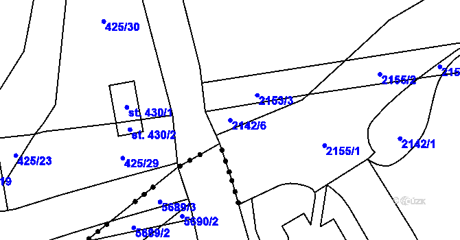 Parcela st. 2142/6 v KÚ Kvasiny, Katastrální mapa