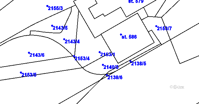Parcela st. 2153/1 v KÚ Kvasiny, Katastrální mapa