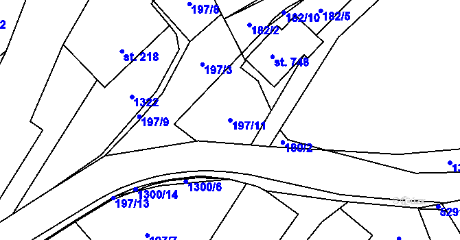Parcela st. 197/11 v KÚ Kvasiny, Katastrální mapa