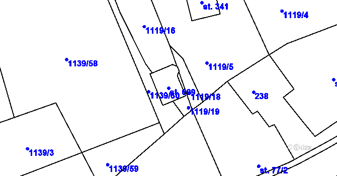 Parcela st. 609 v KÚ Kvasiny, Katastrální mapa