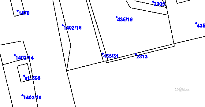 Parcela st. 435/31 v KÚ Kvasiny, Katastrální mapa