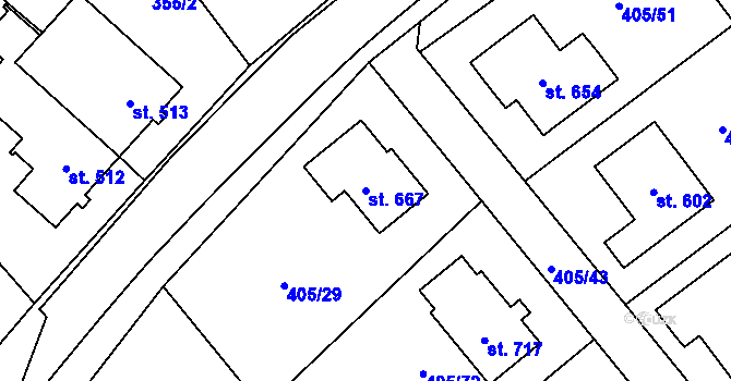 Parcela st. 667 v KÚ Kvasiny, Katastrální mapa