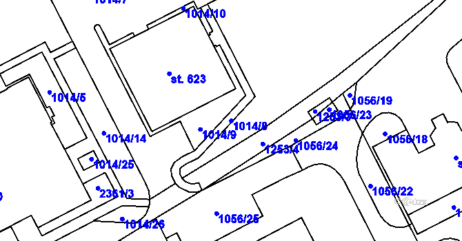 Parcela st. 1014/8 v KÚ Kvasiny, Katastrální mapa