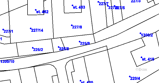 Parcela st. 225/9 v KÚ Kvasiny, Katastrální mapa