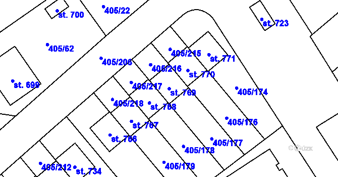 Parcela st. 769 v KÚ Kvasiny, Katastrální mapa