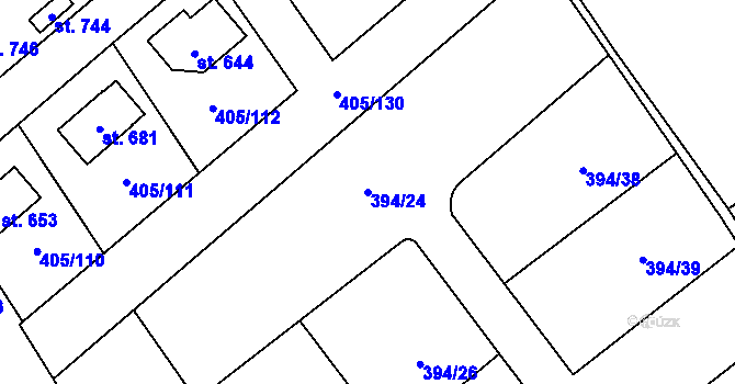 Parcela st. 394/24 v KÚ Kvasiny, Katastrální mapa