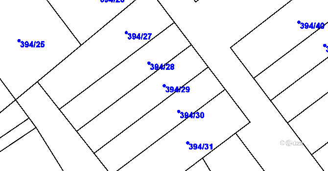 Parcela st. 394/29 v KÚ Kvasiny, Katastrální mapa