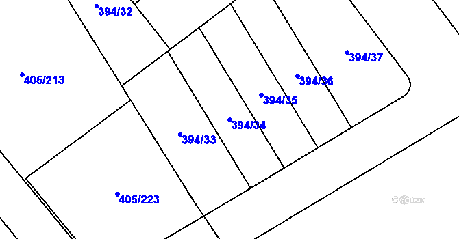Parcela st. 394/34 v KÚ Kvasiny, Katastrální mapa