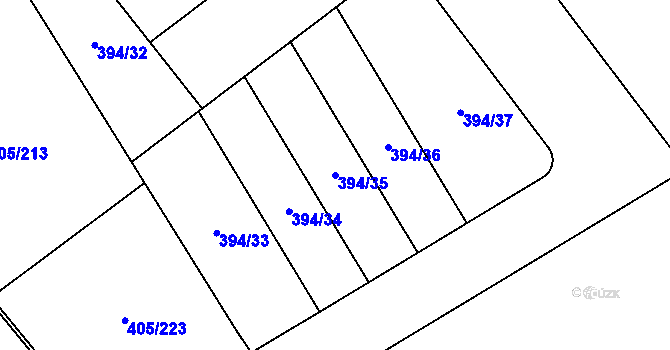 Parcela st. 394/35 v KÚ Kvasiny, Katastrální mapa