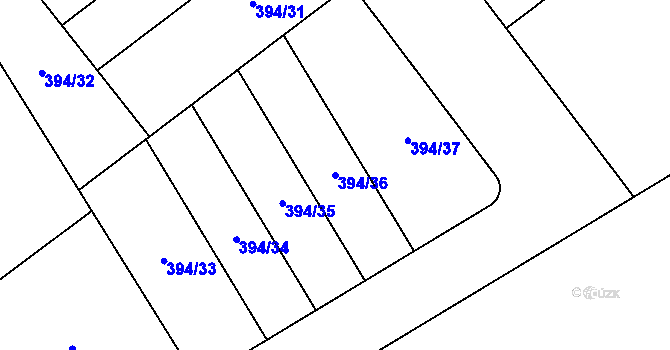 Parcela st. 394/36 v KÚ Kvasiny, Katastrální mapa
