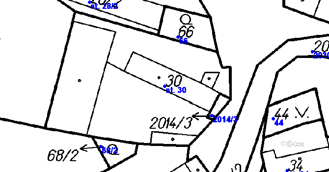 Parcela st. 30 v KÚ Kvášňovice, Katastrální mapa