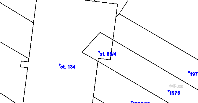 Parcela st. 86/4 v KÚ Kvášňovice, Katastrální mapa