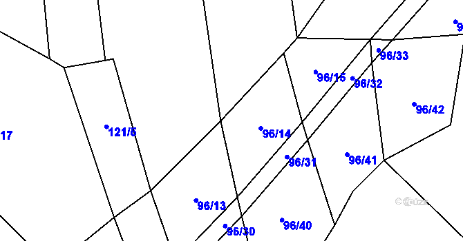 Parcela st. 96/14 v KÚ Kvášňovice, Katastrální mapa