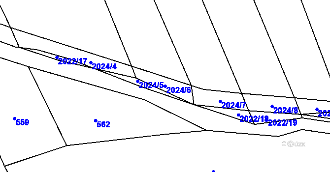Parcela st. 2024/6 v KÚ Kvášňovice, Katastrální mapa