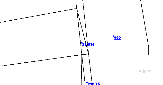 Parcela st. 210/14 v KÚ Olšany u Kvášňovic, Katastrální mapa