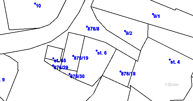 Parcela st. 6 v KÚ Květín, Katastrální mapa