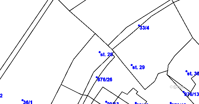 Parcela st. 28 v KÚ Květín, Katastrální mapa