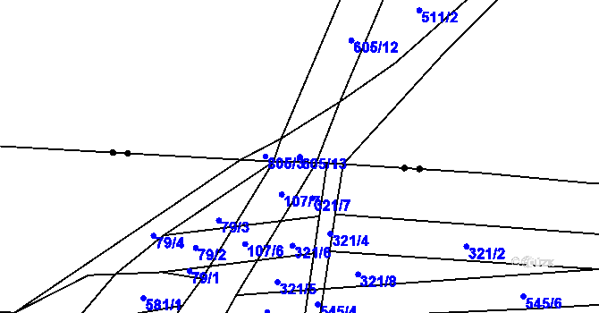 Parcela st. 605/13 v KÚ Květín, Katastrální mapa