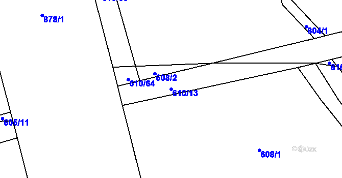 Parcela st. 610/13 v KÚ Květín, Katastrální mapa