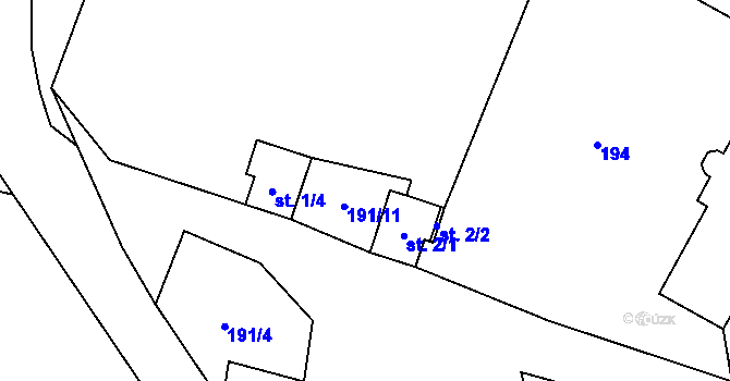 Parcela st. 2/1 v KÚ Kvasetice u Květinova, Katastrální mapa