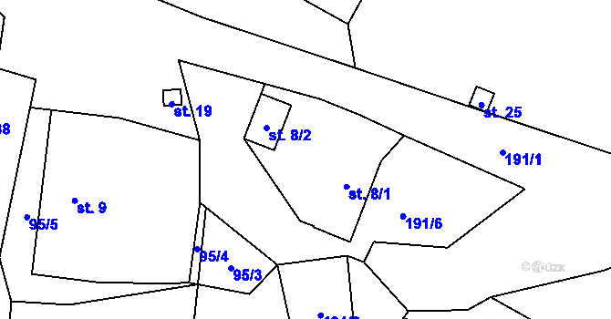 Parcela st. 8 v KÚ Kvasetice u Květinova, Katastrální mapa