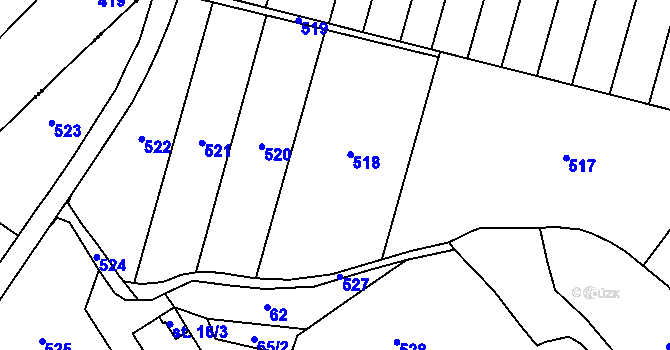 Parcela st. 58/18 v KÚ Kvasetice u Květinova, Katastrální mapa