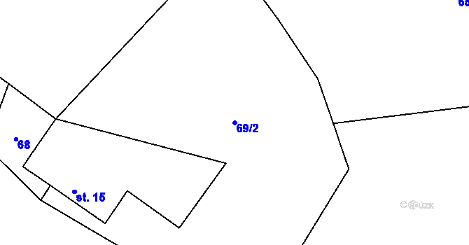 Parcela st. 69/2 v KÚ Kvasetice u Květinova, Katastrální mapa