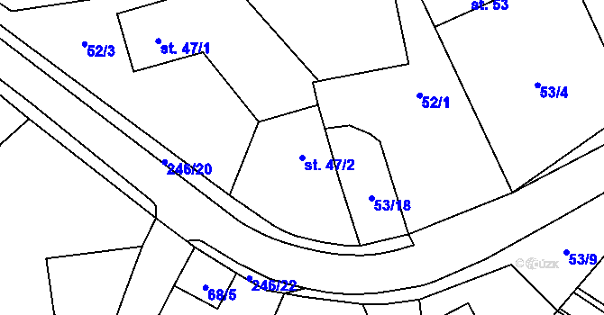 Parcela st. 47/2 v KÚ Květinov, Katastrální mapa