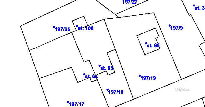 Parcela st. 65 v KÚ Květinov, Katastrální mapa