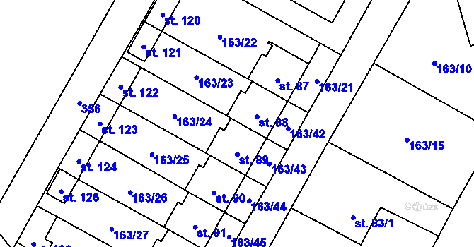 Parcela st. 88 v KÚ Květinov, Katastrální mapa