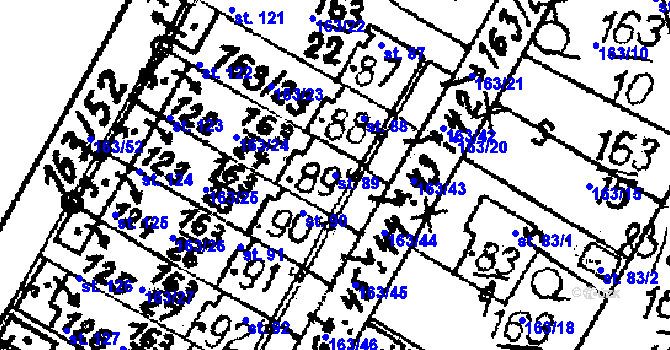 Parcela st. 89 v KÚ Květinov, Katastrální mapa