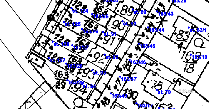 Parcela st. 92 v KÚ Květinov, Katastrální mapa