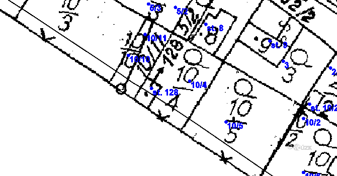 Parcela st. 10/4 v KÚ Květinov, Katastrální mapa