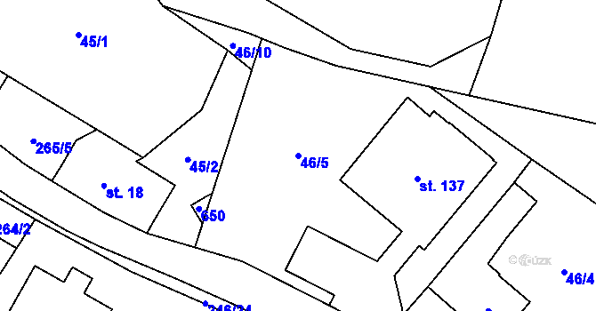 Parcela st. 46/5 v KÚ Květinov, Katastrální mapa