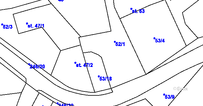 Parcela st. 53/5 v KÚ Květinov, Katastrální mapa