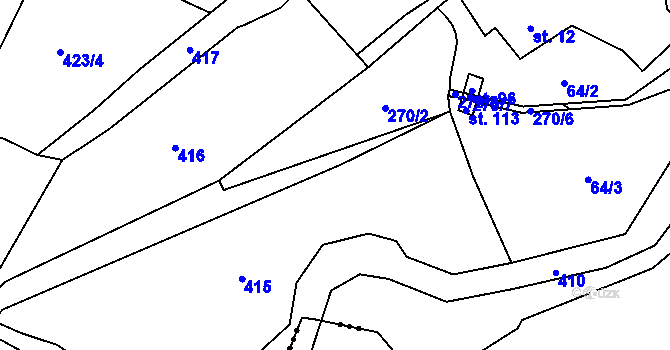 Parcela st. 64/1 v KÚ Květinov, Katastrální mapa
