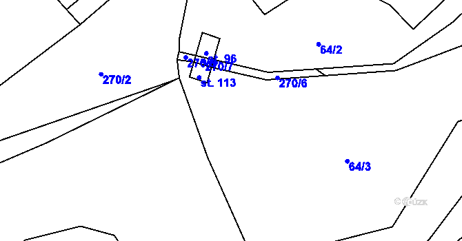 Parcela st. 64/4 v KÚ Květinov, Katastrální mapa