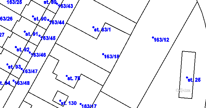 Parcela st. 163/18 v KÚ Květinov, Katastrální mapa