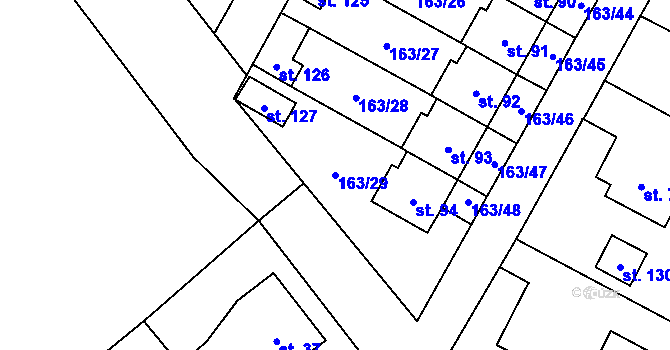 Parcela st. 163/29 v KÚ Květinov, Katastrální mapa