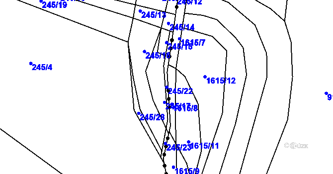 Parcela st. 245/22 v KÚ Květinov, Katastrální mapa