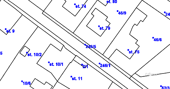 Parcela st. 246/5 v KÚ Květinov, Katastrální mapa